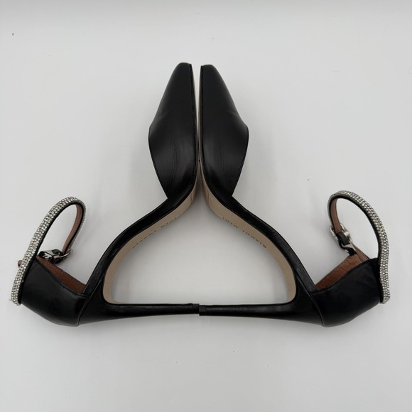 Gianni Bini Jesika Leather Rhinestone Bling Ankle Strap Pumps Black Womens 9.5 - Picture 6 of 10